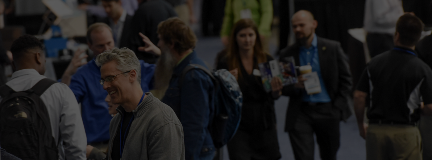 Event visitors walking the expo hall