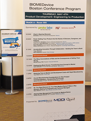 Poster sign with conference program 