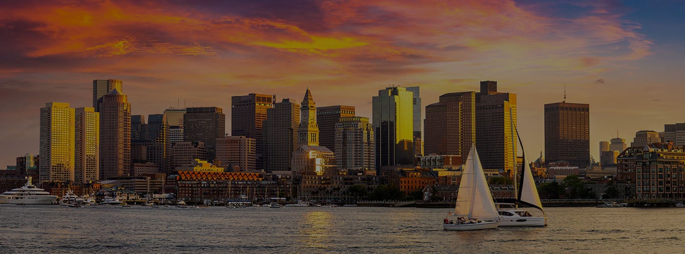 Boston cityscape at sunset